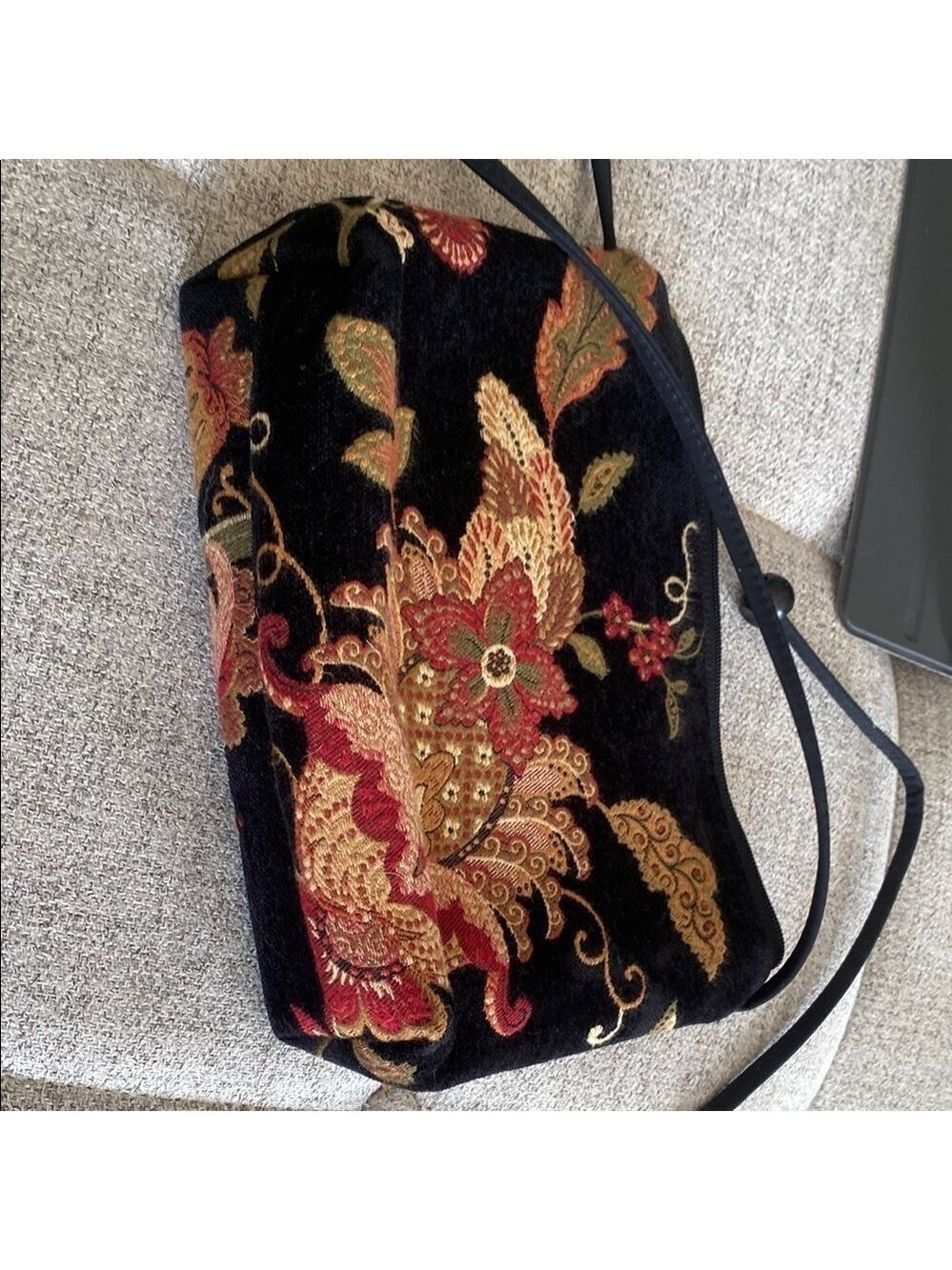 Vintage Danny K Black and Red tapestry Bag adjustable strap